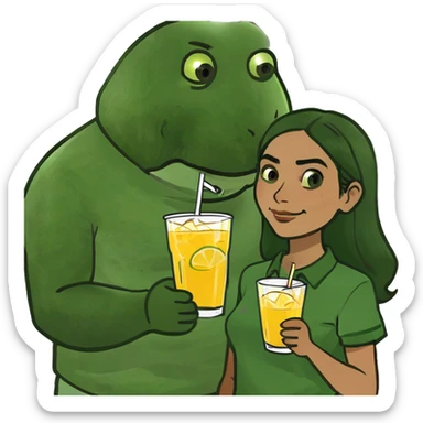 White guy and Mexican girl getting drinks sticker