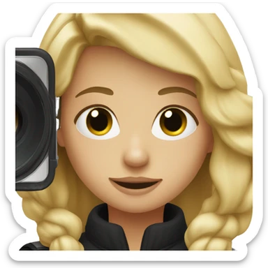 Blonde girl wearing black and holding a camera  sticker