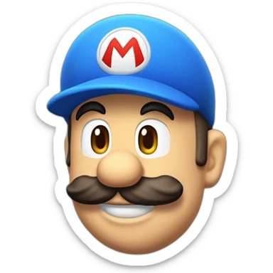 Un emoticon del personaje de Nintendo llamado Mario saludando con su gorra sticker