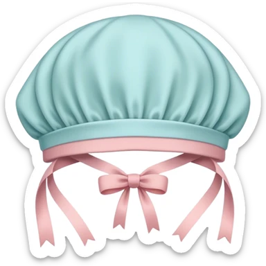 A standalone bonnet emoji, soft fabric, pastel-colored, with a delicate ribbon tie — no face or background sticker