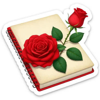 notebook  and rose sticker