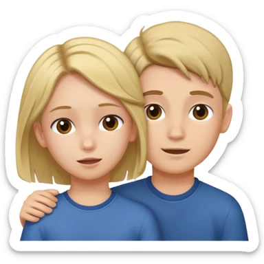 a boy putting a girls hair behind her ears sticker