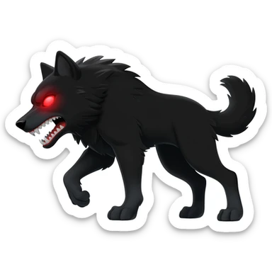 Angry  black wolf with visible red eye sticker