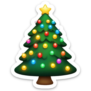 cute christmas tree with colorful lights sticker