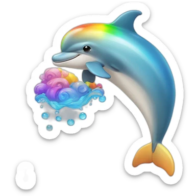 dolphin with rainbow sticker