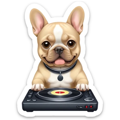 een franse bulldog DJ sticker