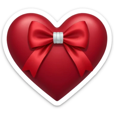  Red Maroon heart with white bow sticker