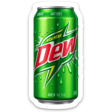 Draw a Mountain Dew can with green label & bold neon logo. sticker