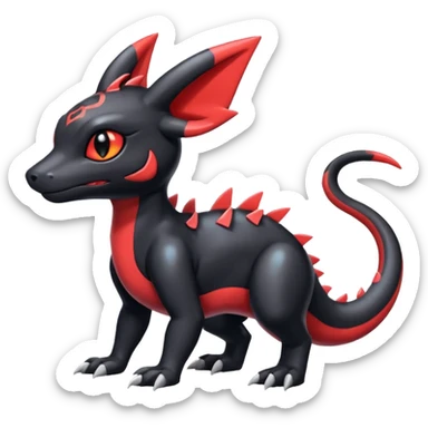 Cute Shiny Guilmon-Salandit-Umbreon-Fakémon-hybrid-creature (full body)  sticker