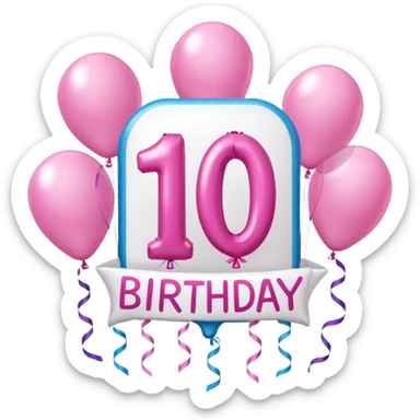 birthday sign in pink and white with ballons sticker