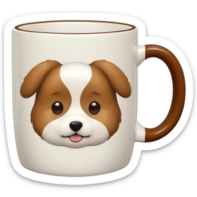 A coffee mug with cute dog beside it sticker