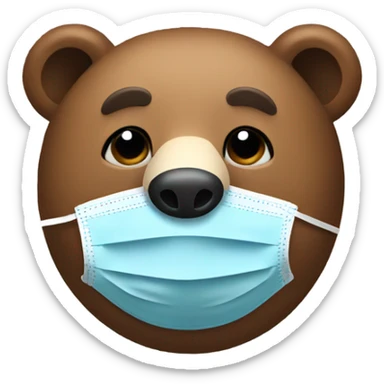 Bear with a face mask sticker