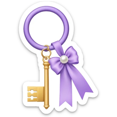 aesthetic key with a lilac style ribbon and pearls sticker