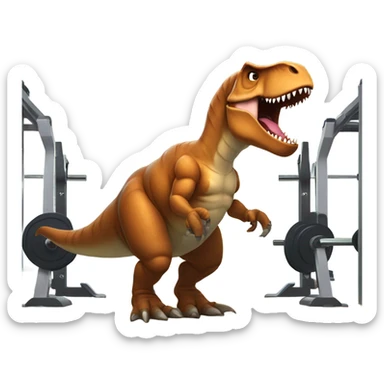 T-Rex lifting weights sticker