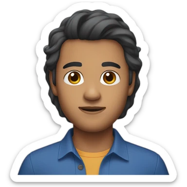 indian with light brown skin uniqlo blue shirt and dark slightly wavy hair sticker