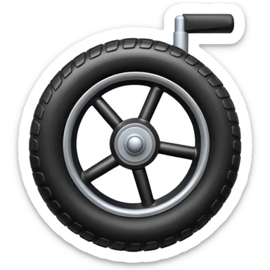 he aircraft's landing gear is one inflated, plump wheel with a strut, black in color sticker