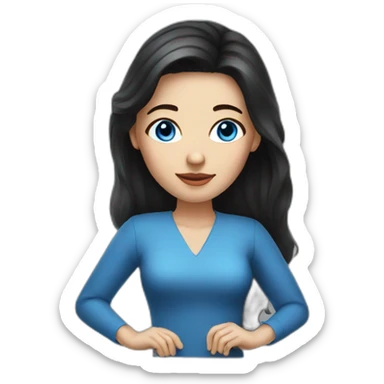 a woman with blue eyes and dark hair realism sticker