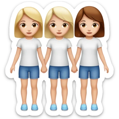 3 girls holding hand wearing white shirt sticker