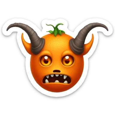 An evil orange monster with horns. sticker