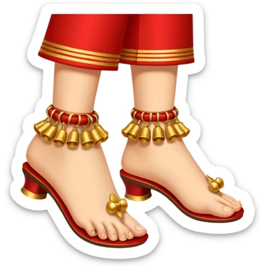 Ghunghroo on feet red and gold small  sticker