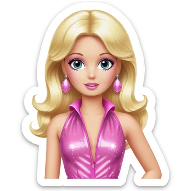 Blonde disco Barbie, 1970's, pink sparkly jumpsuit  sticker