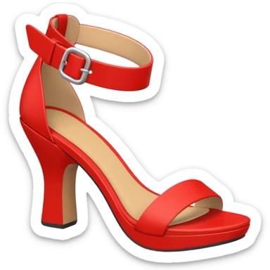 A 3D cartoon RED open-toe sandal with ankle straps and smooth curved sole, isolated plain background, Memoji-style rendering. sticker