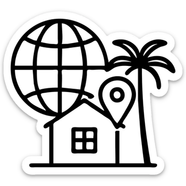 Ícono de real estate que refleje experiencia internacional con enfoque local en Miami sticker