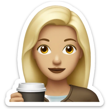 Blonde woman with coffee sticker