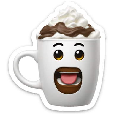 Coco in a mug with lots of whip cream no emoji face  sticker