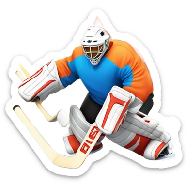 Hockey playing goalie with fire and ice sticker