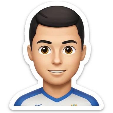 Cristiano Ronaldo apple style emoji, winking, short hair, athletic look sticker