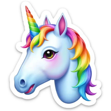 A unicorn with rainbow puke coming out of its mouth and a rainbow top hat on sticker