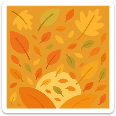 Make the image incorporate falling leaves throughout the square, keeping the original warm color palette and style of the lineal color icon sticker