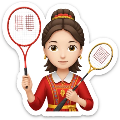 ancient hanbook girl with 1 badminton racket sticker