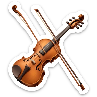 A violin with its bow. It has eyes and a smiling mouth. sticker