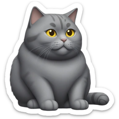Fat Russian grey cat with golden eyes sitting like a person playing PlayStation 5 sticker