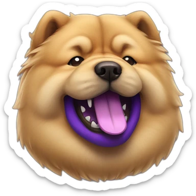 Chow chow dog with purple tongue sticker