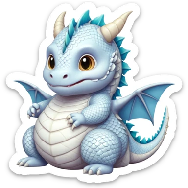 fat baby white dragon sticker