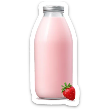 Strawberry milk in a soft pink bottle sticker