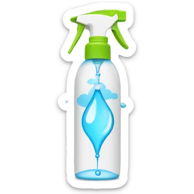 Spray bottle spraying water from nozzle sticker