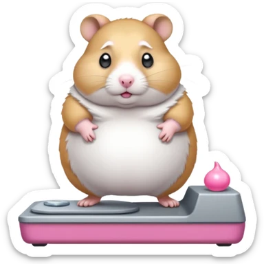 fat hamster pregnant belly stepping on a broken scale looking guilty sticker