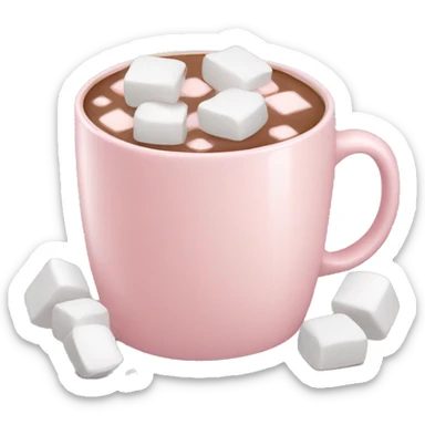 Light Pink mug of hot chocolate with marshmallows  sticker