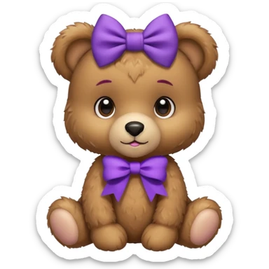 Cute teddy Bear , with a purple bow in her hair, sticker
