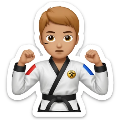 Perfecto pero el uniforme debe ser de taekwondo de ATA cinturón negro sticker