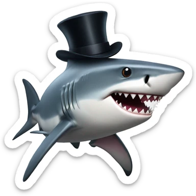 Shark with a top hat sticker
