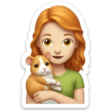 Ginger girl holding a goldhamster sticker