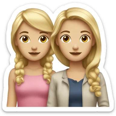 Blonde haired girl with a brown haired girl  sticker