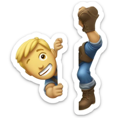 man slide down the pole sticker