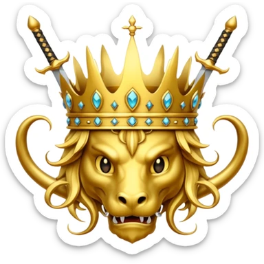 crown with swords and gold dragons  sticker