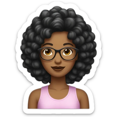 Fille peau clair cheveux noirs longs ondulés et lunettes de vue sticker